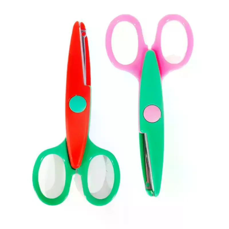 학생용 DIY 컬러 앨범 장 레이스 가위 편안한 손잡이 종이 커팅 아트 안전 가위