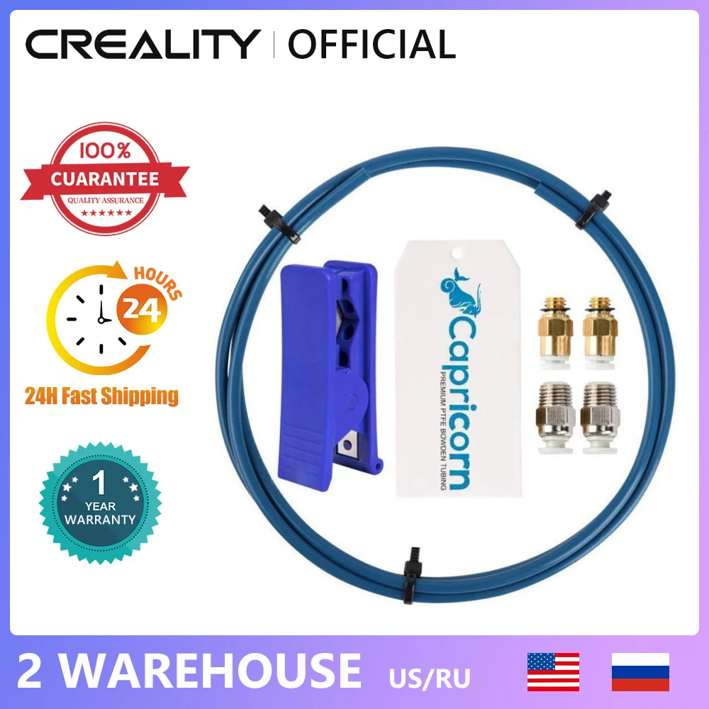 Creality Capricorn Premium XS Bowden PTFE Tube 1 Meter and Pneumatic Fittings Kit  Tube Cutter Die Spring for 1.75mm Filament 3d printer stepper motor