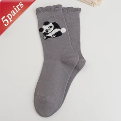 Women's Kawaii Cartoon Animal Mid Tube Cotton Socks - 5 Pairs Set - One Size (5 Pairs B)