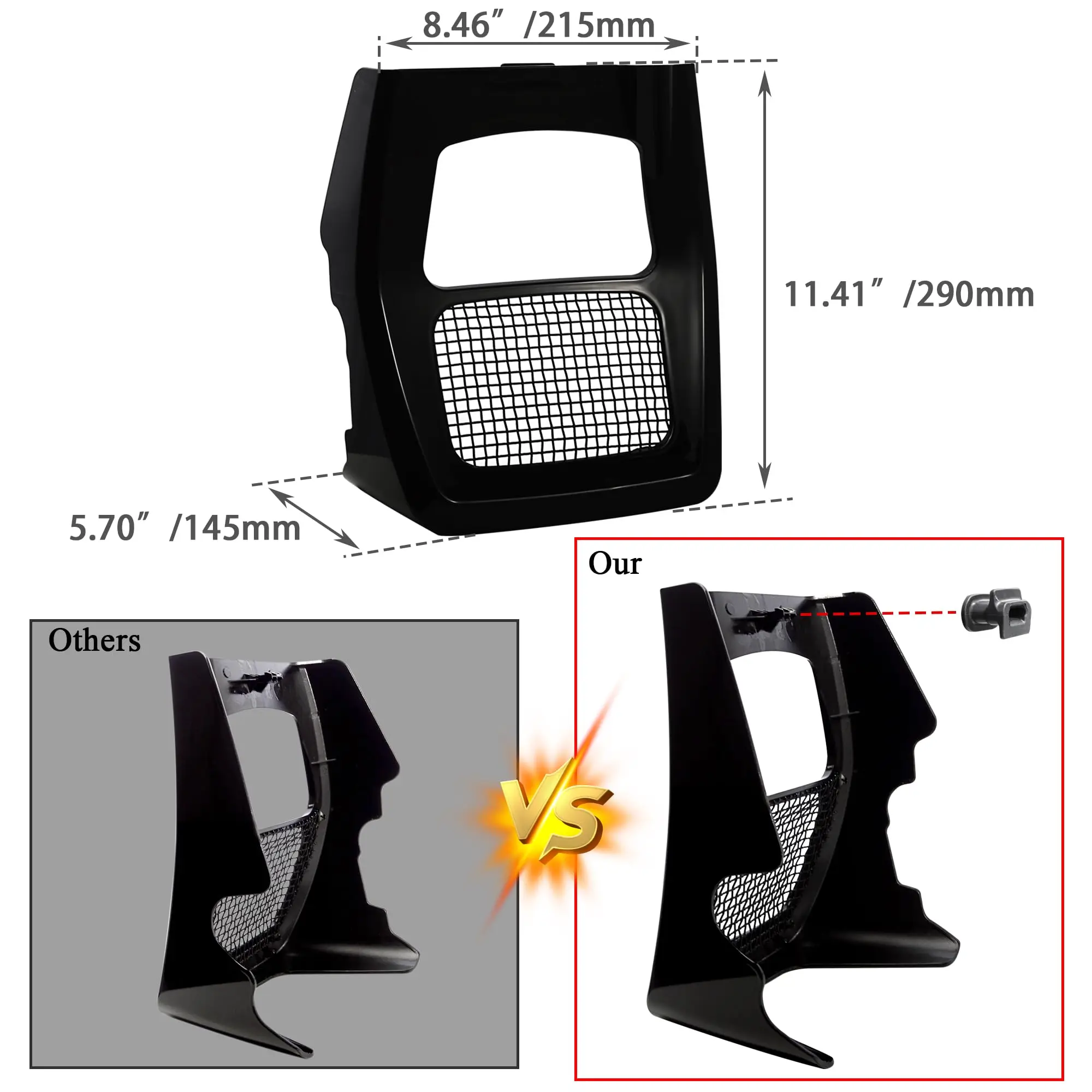 For Harley Road King Electra Street Glide FLHR FLTRX 17-Glossy Black Motorcycle Fairing Front Spoilers Radiator Chin Cover