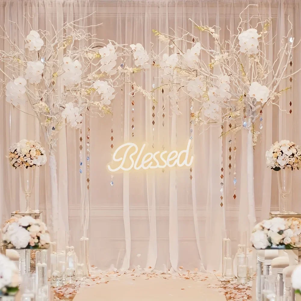 Insegna al neon benedetto, luce al neon a LED per arte da parete, bellissime insegne notturne al neon a LED per camera da letto, parete, arredamento per ufficio, festa, regalo - Image 4