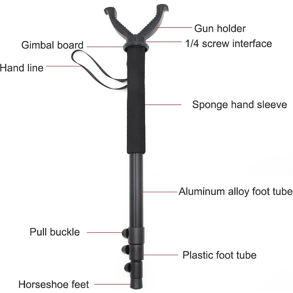 Portable Rifle Shooting Rest Monopod with V Yoke Bracket Hunting V Shaped Gun Rack Hunting Shooting Stick Aluminum Construction