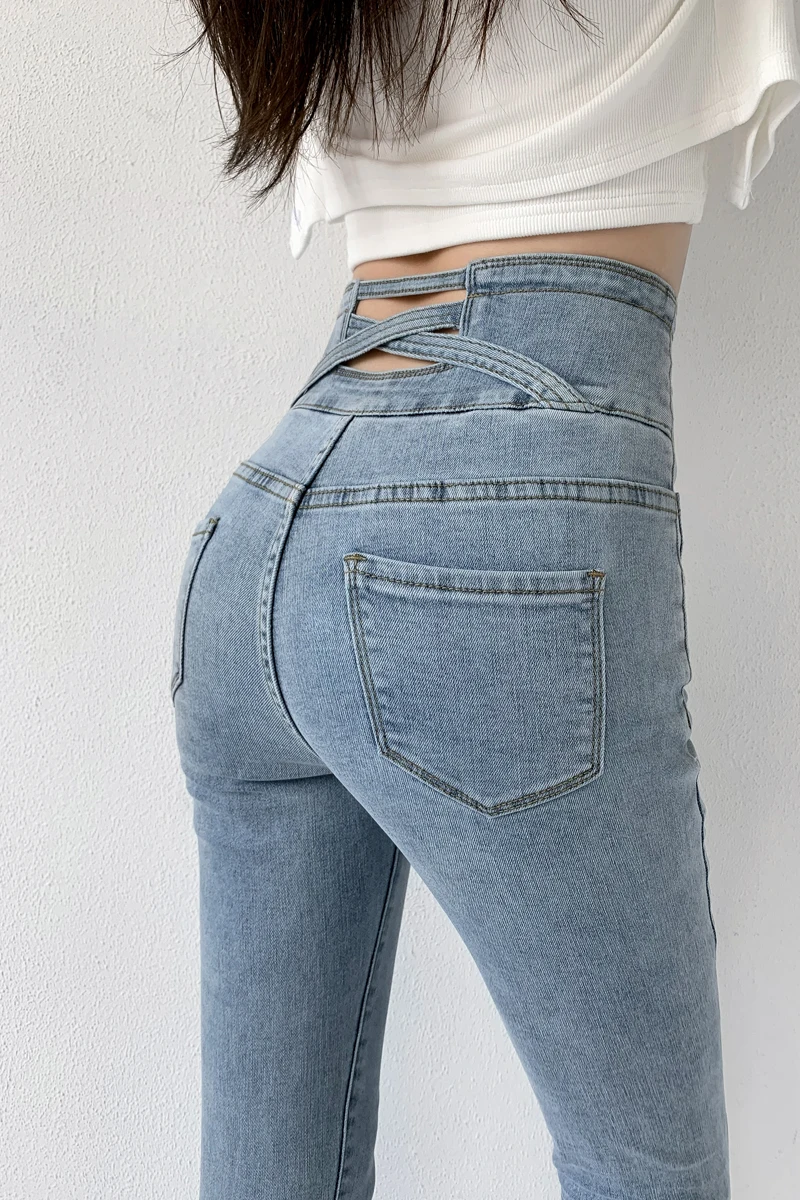 ZOENOVA  Skinny Pencil Jeans Four Buttons Vintage High Waist Women Slim Stretch Denim Pants Tight Trousers 2022 Women's Pants hollister jeans