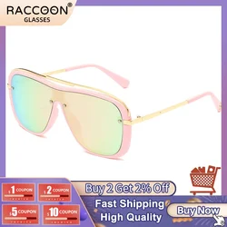Women Fashion Trend Stainless Mirror Men Metal Lady Brass One Piece Reflective Sunglasses Cool Beach Party Sun Glasses UV400