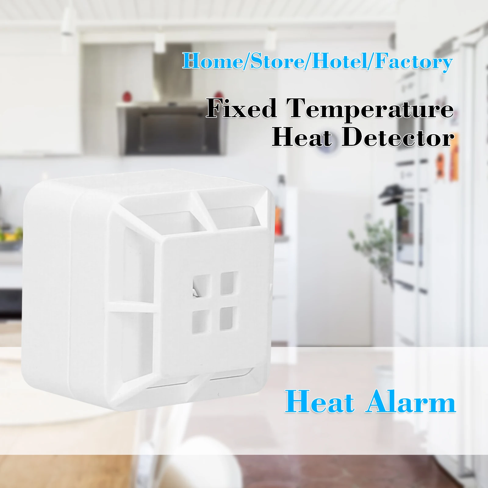Intelligent Heat Alarm Detector Heat Alarm Fixed Temperature Detector 85dB Sound for Home Kitchen Garage