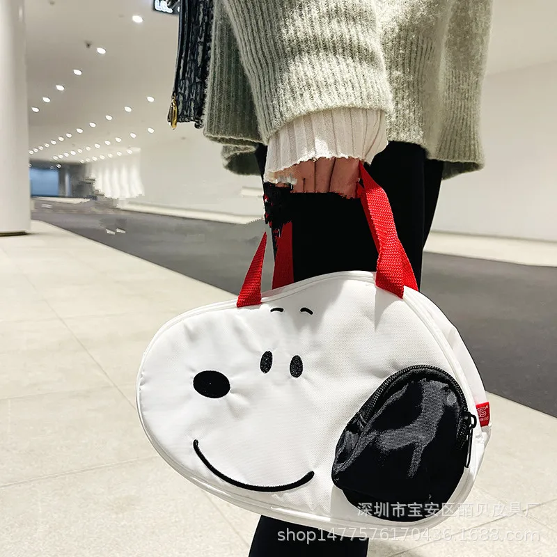 

kawaii Anime Figure Snoopy Canvas Lunch Box MISION Hand Carry Snack Bag Bento Storage Bag cute cartoon Gift Toys for Children