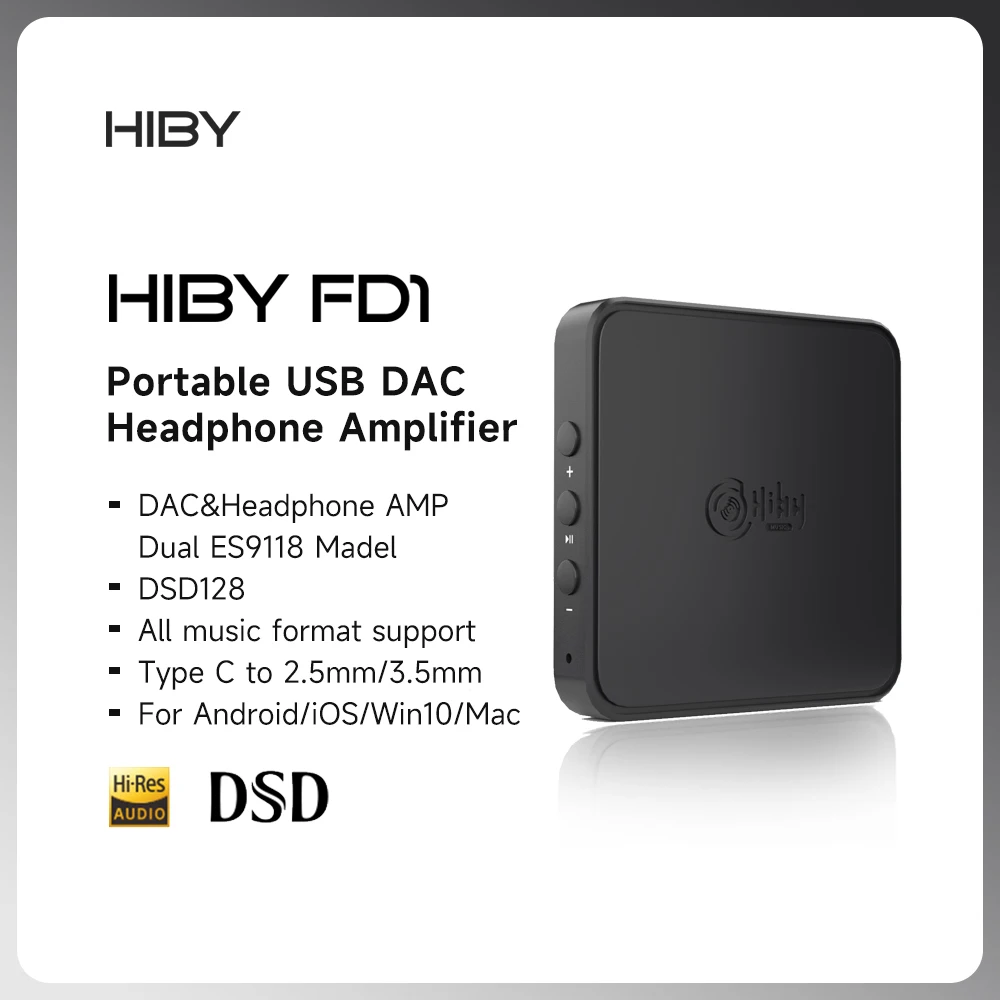 HiBy FD1 Type C USB DAC Headphone Amplifier Decoder HiFi Audio DSD128 MQA For Music Player MP3 Win10 Android iOS Mac Sound Card headphone amplifier audio decoder audio converter amplifier headphone audio decoder audio interface sound card