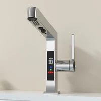 Intelligent Digital Display LED Basin Faucet Pull Out Rose Gold Lead Free Water Mixer Sink Tap Bathroom Washbasin Vanity Faucet 3