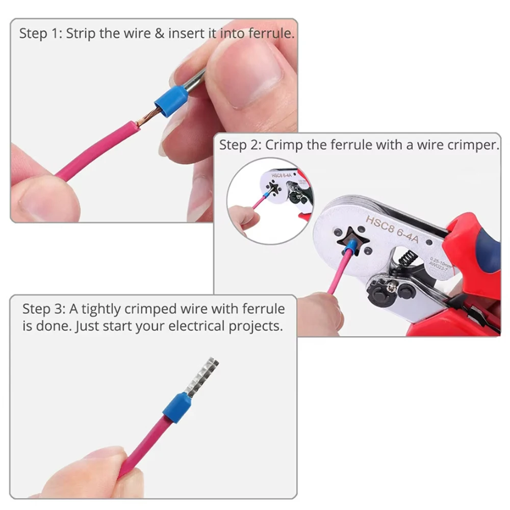 1500pcs Wire Ferrules Terminals Kit with Crimping Pliers