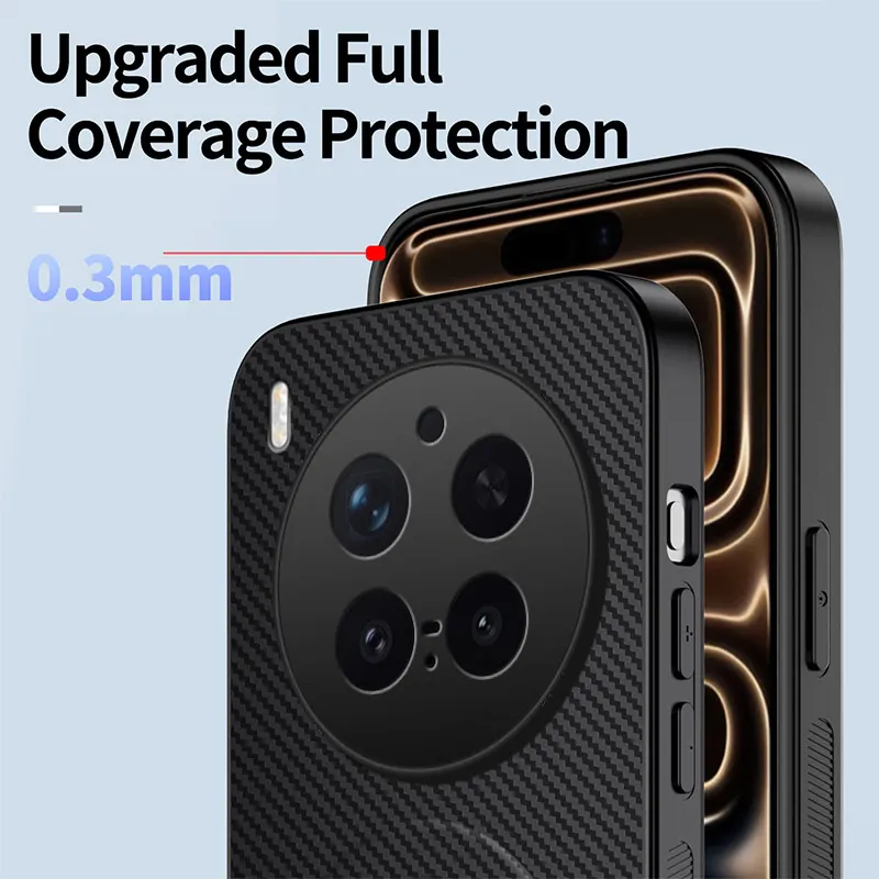 Fashion Carbon Fiber Anti-Fall Camera Lens Protective Case with Foldable Kickstand