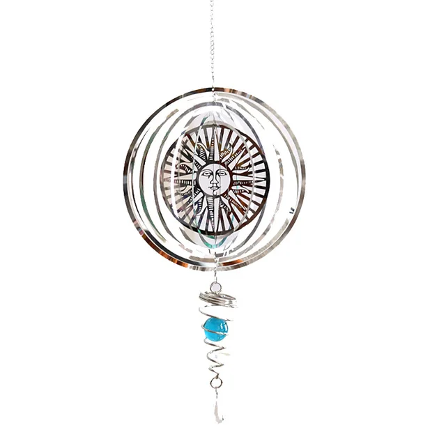 3D -S Szélű Fonó Rozsdamentes Acél Nap Pillangó Forgó Szél Harangja Beltéri Kültéri Szobrok Kézműves Díszek Függő Művészeti Udvar - Image 6