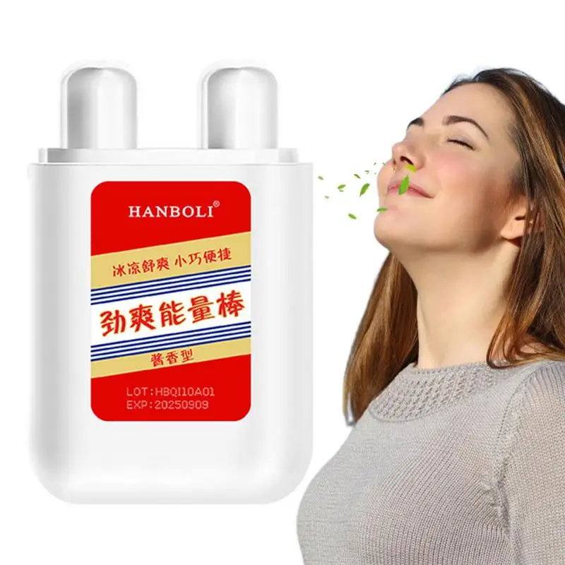 Nasal Inhaler Double-Hole Refreshing Stick Sauce Flavor Nasal Box Enhances Breathing Boosts Energy and Focus Breathe Stick