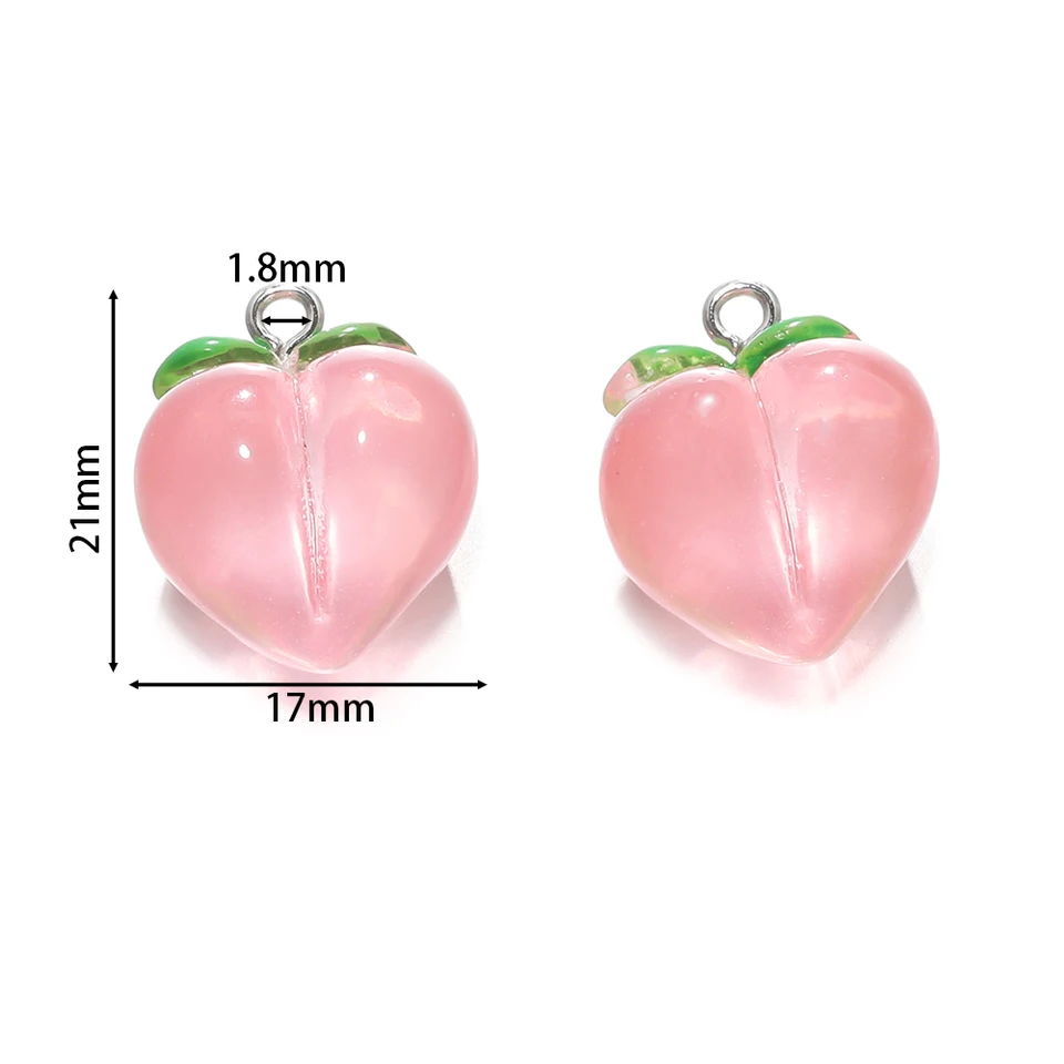 10pcs Peach Fruit Charms For Jewelry Making - Resin Pendants For DIY Necklaces & Earrings