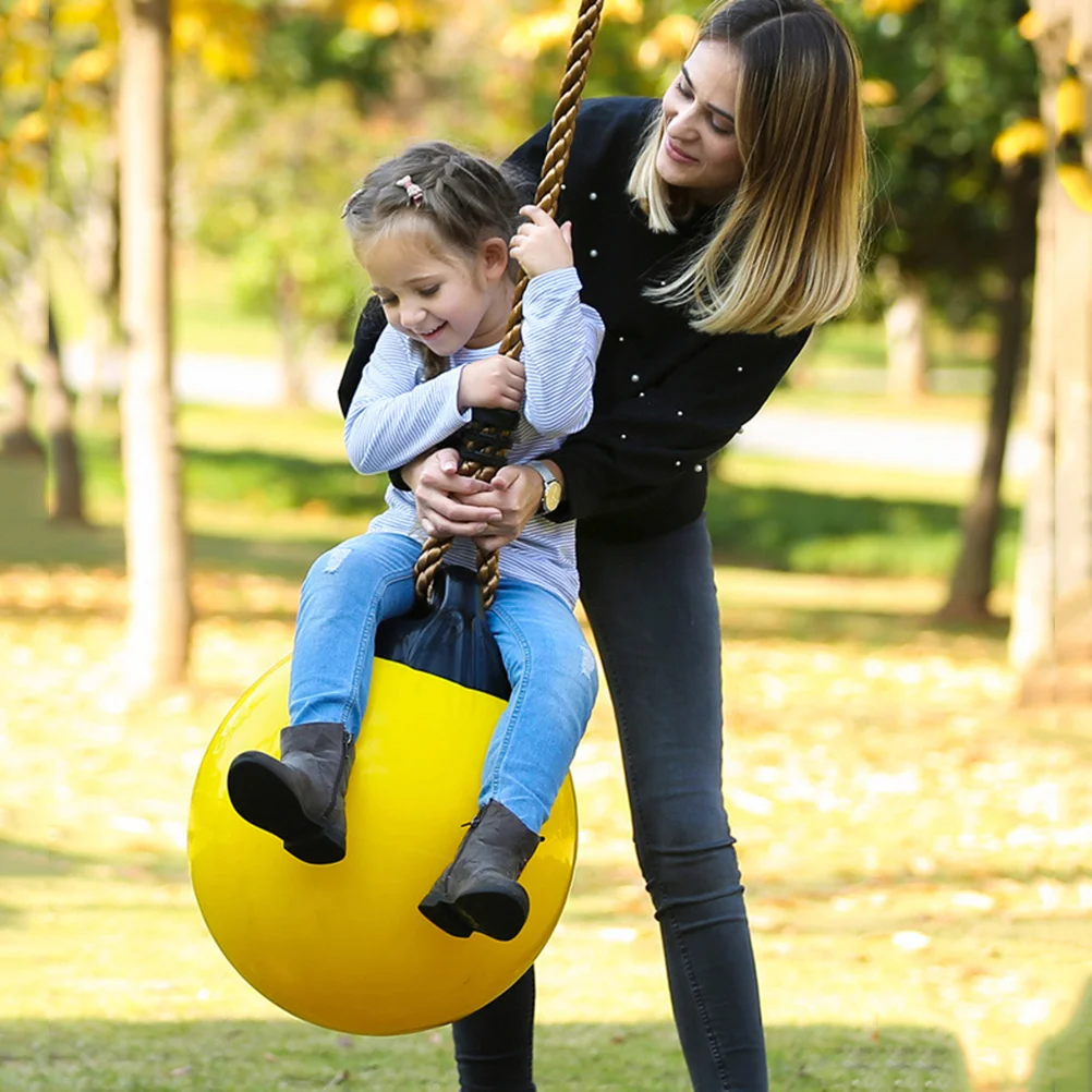 1Pc Inflatable Buoy Ball Swings Set with Rope Swing Seat for Tree Outdoor Indoor Playground Background Ball (Random Color) 5