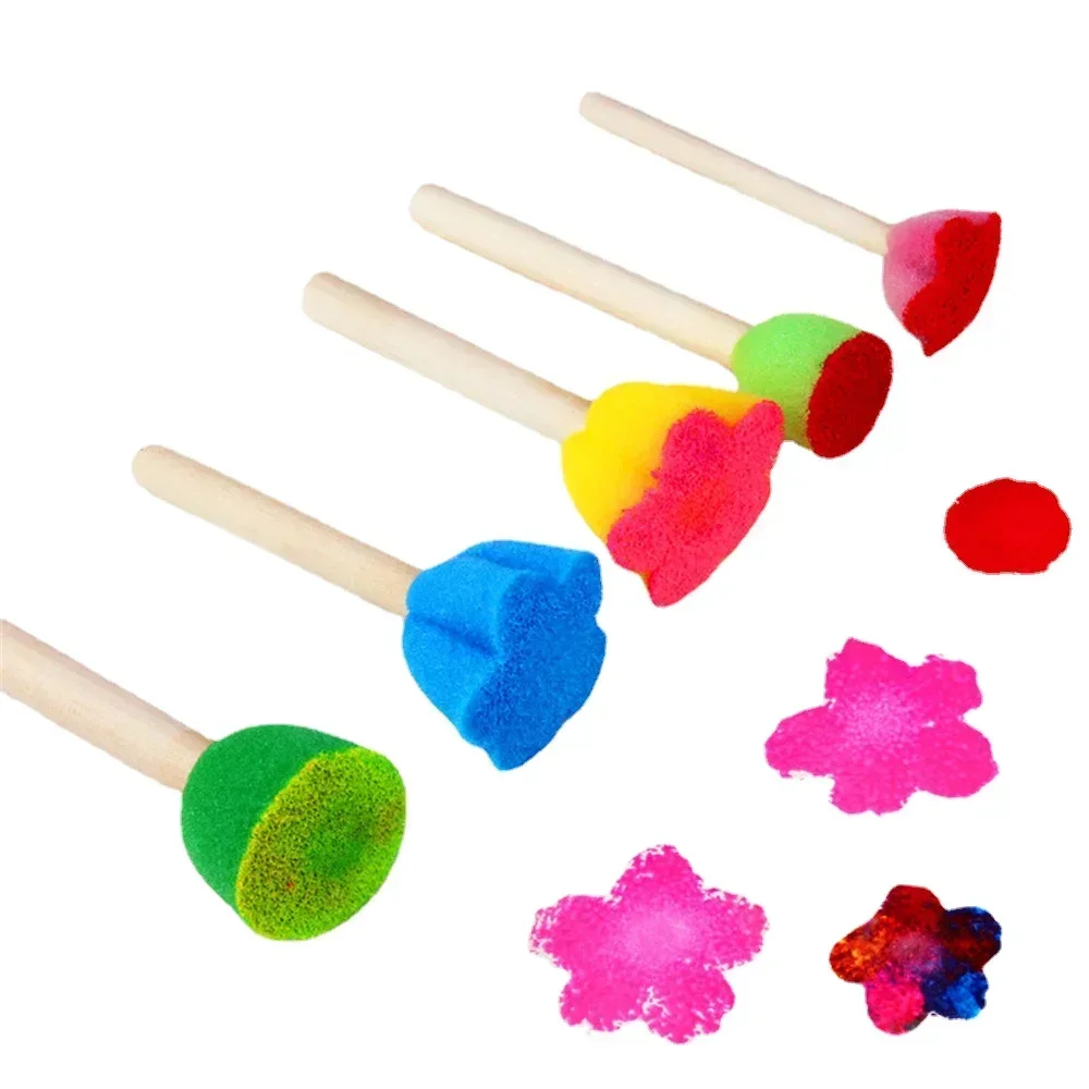 3pcs Kids Drawing Toys Kits DIY Sponge Painting Brush Sponge Stamp Stencil Seal Learning Educational Toys for Children Kids Gift