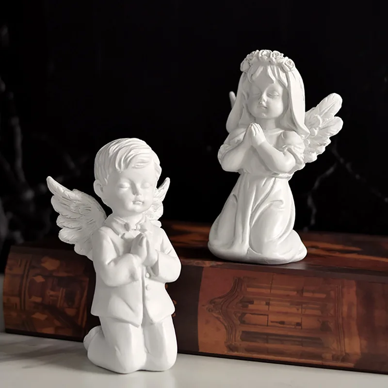 

Cute Angels Statues European Resin Cute Cupid Angel Decoration Figurine Outdoor Home Desktop Pray Peaceful Prayer Sculpture