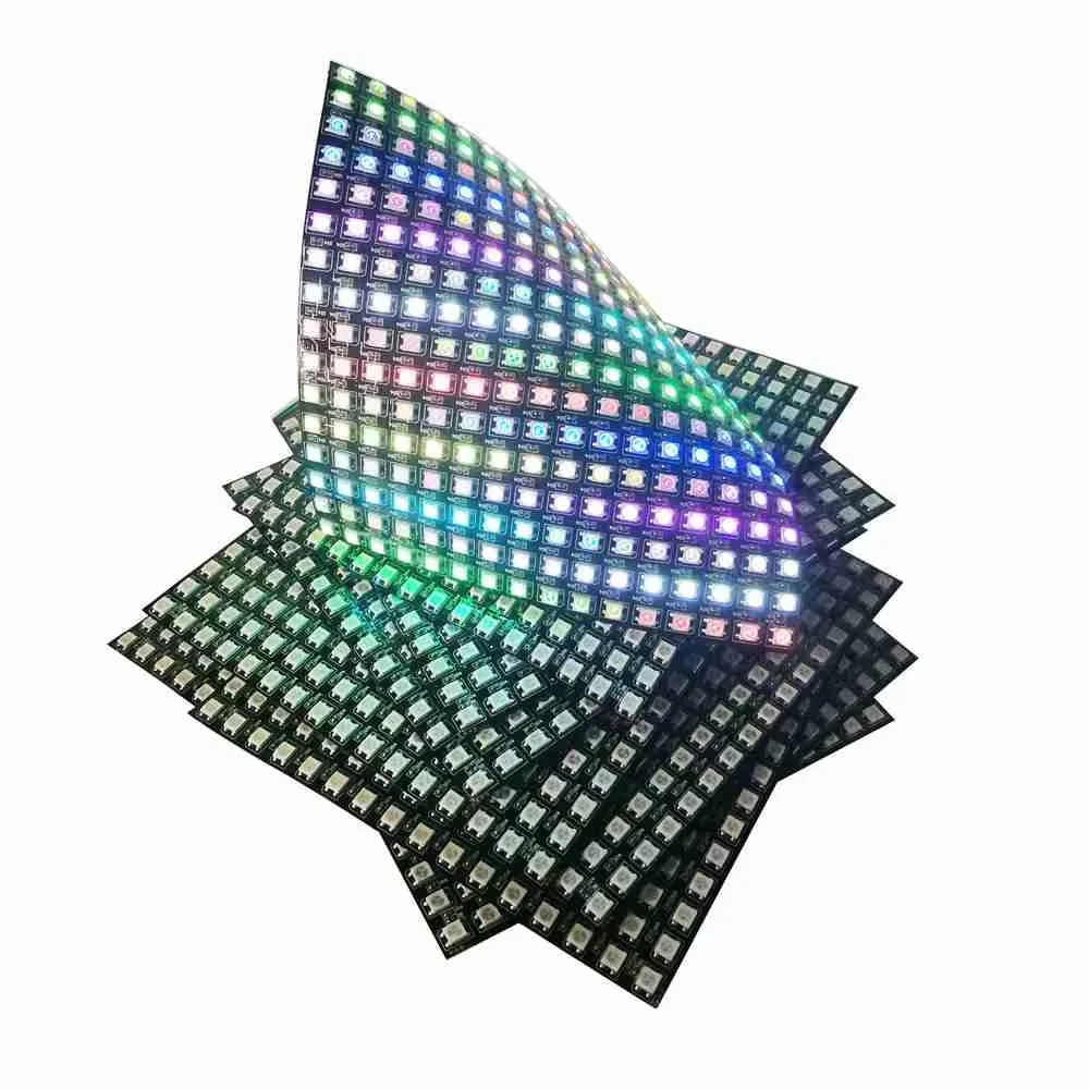 110PCS WS2812b 16x16 LED RGB 스크린 모듈 256픽셀 개별적으로 주소 지정이 가능한 유연한 변형 가능 블록 DC5V