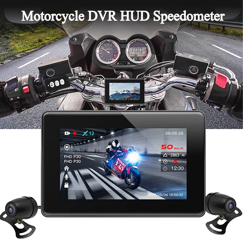 

Newmotorcycle DVR HUD, C20M Waterproof Contact Screen Video Camera Dash Cam GPS Meter Digital Speedometer Compass Clock