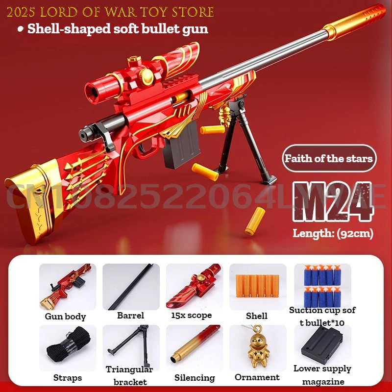 Star Faith M24 Shell Throwing Soft Bullet Gun 92cm Manual Up Rotation Pulling Bolt with 15x Magnifier Toy Guns Christmas Gift 5
