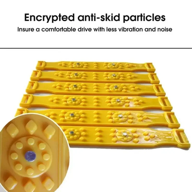 A set of 5 car snow widening tire anti-slip chains. Universal type. Made of beef tendon thickened material.
