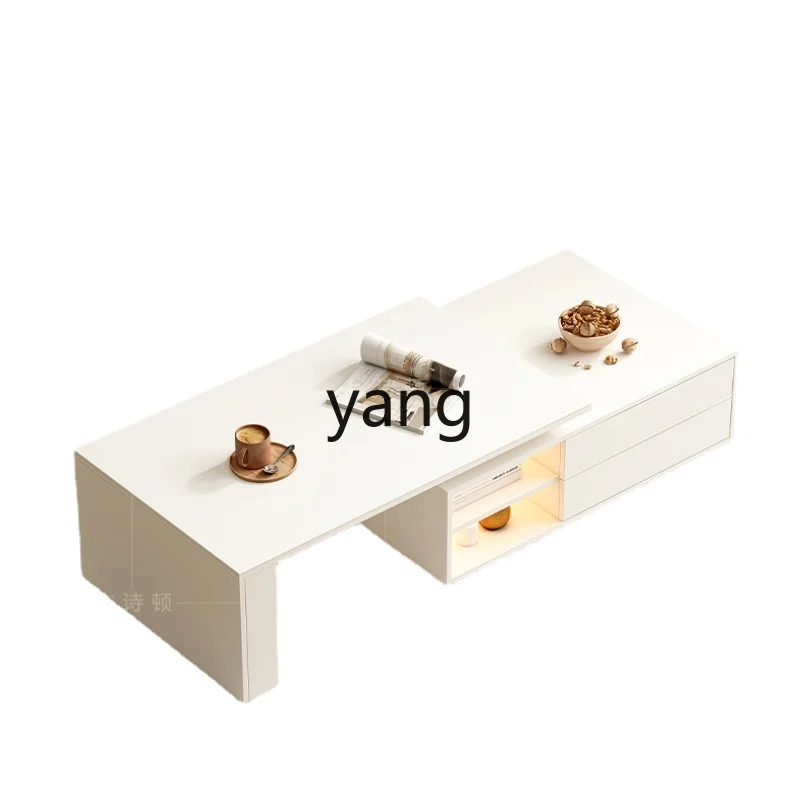 

L'm'm Advanced Sense Living Room Home Simple Modern Small Apartment Stone Plate Retractable Square Tea Table