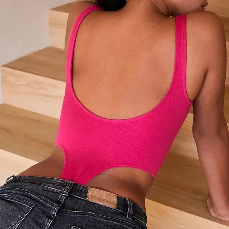

Women's Solid Color Sexy Backless Vest Jumpsuit Summer Spicy Girl Tight Jumpsuit