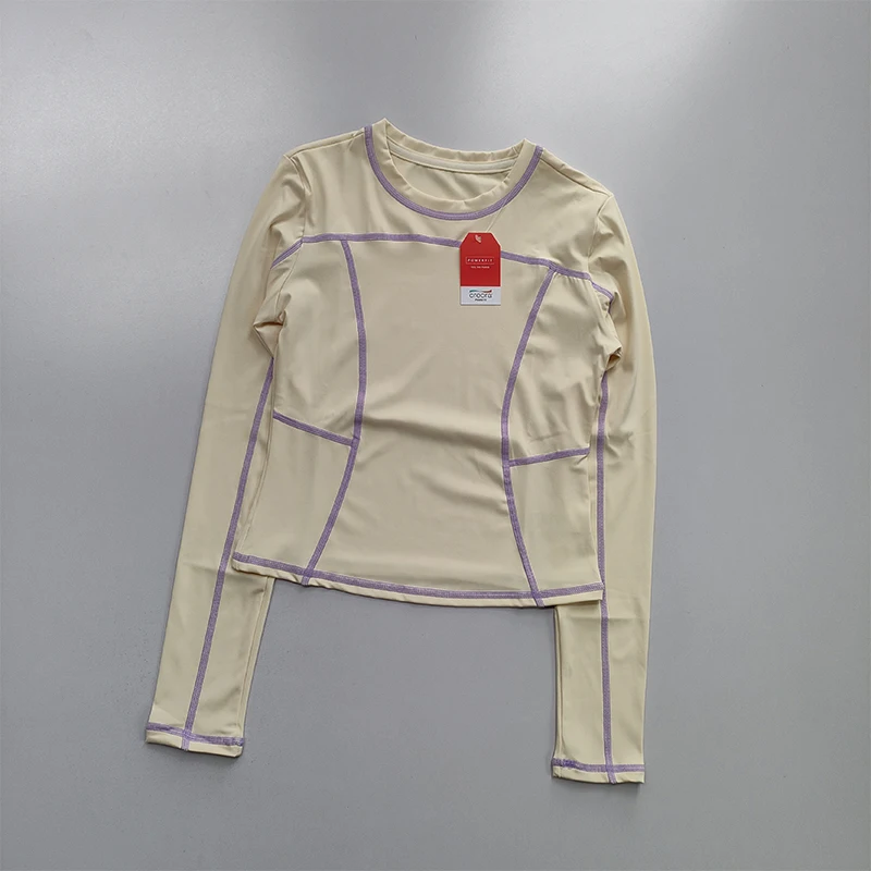 thumbnail image 1 of Traje de Yoga curvo de manga larga para mujer, Top corto deportivo adelgazante para entrenamiento, camiseta de secado rápido para correr y Fitness, 1 of 6