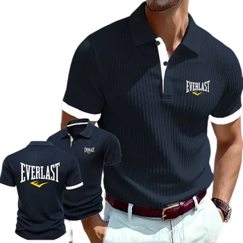 Nuove Polo in Maglia con Colletto per Uomo, Stile Europeo e Americano Everlast, Design Semplice e alla Moda per Abbigliamento Casual
