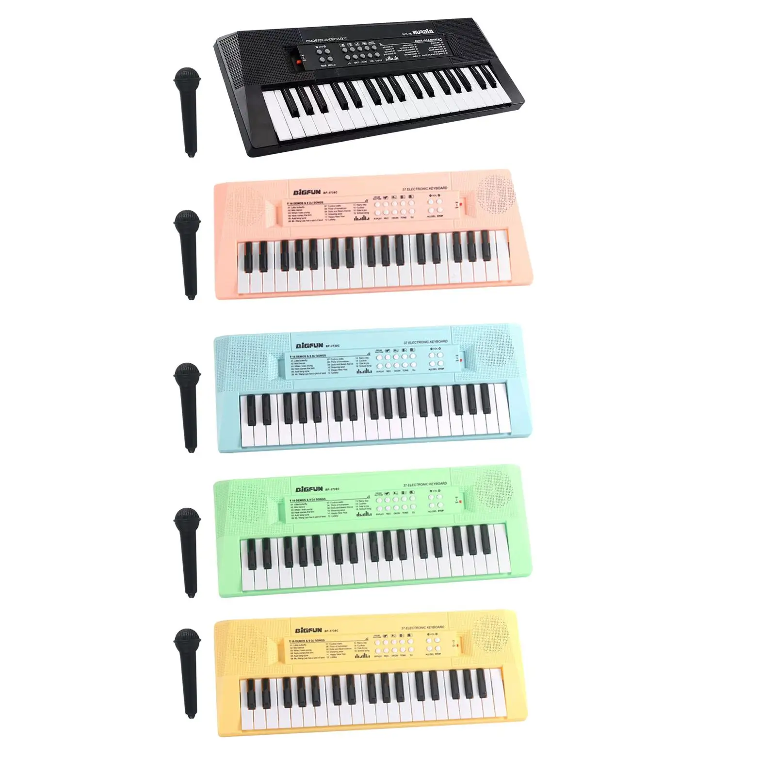 

Kids Piano Keyboard with Single Speaker 37 Keys W/ Mic Educational Musical Toy