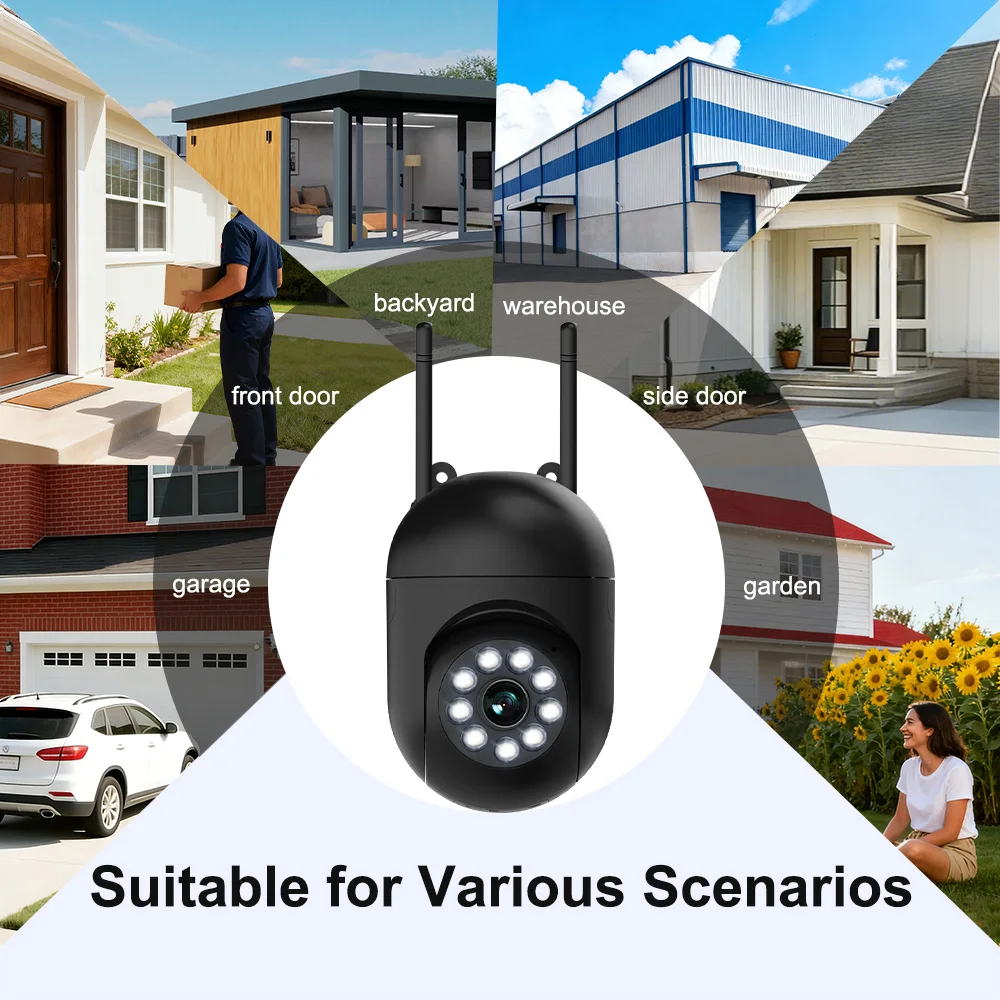 FIRSTCCTV 3MP Wifi IP Wireless Security Surveillance PTZ Camera 4X Zoom Cameras Tracking Two-way Audio HD Night Cameras 6