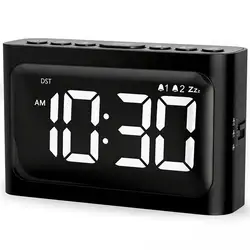Sleek LED Bedside Alarm Clock with Dual Alarms (Black)