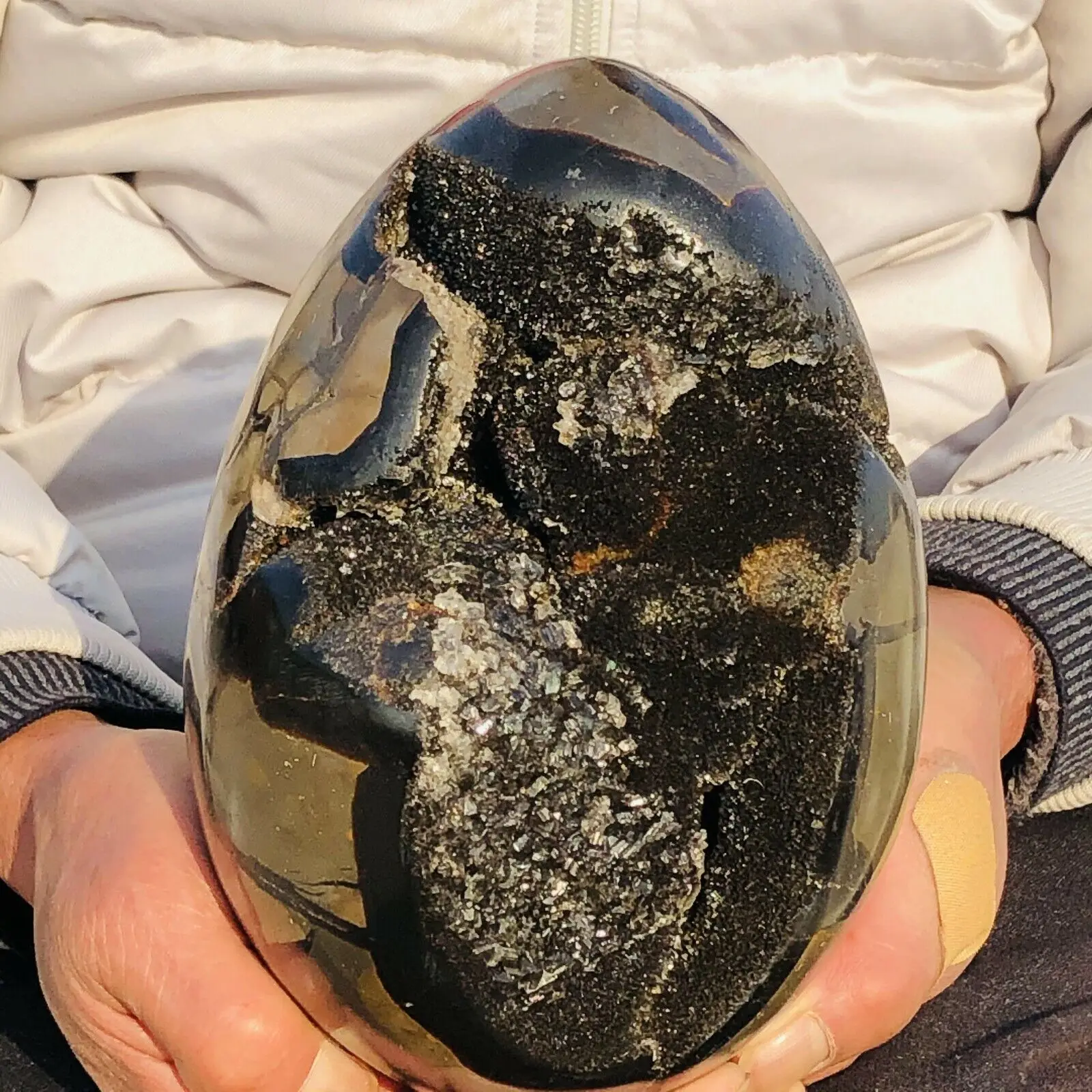 Natural Turtle Back Stone Egg Shape Dragon Crystal Crack Mineral SpecimenHome Office Hallway Decoration Healing Gift 6
