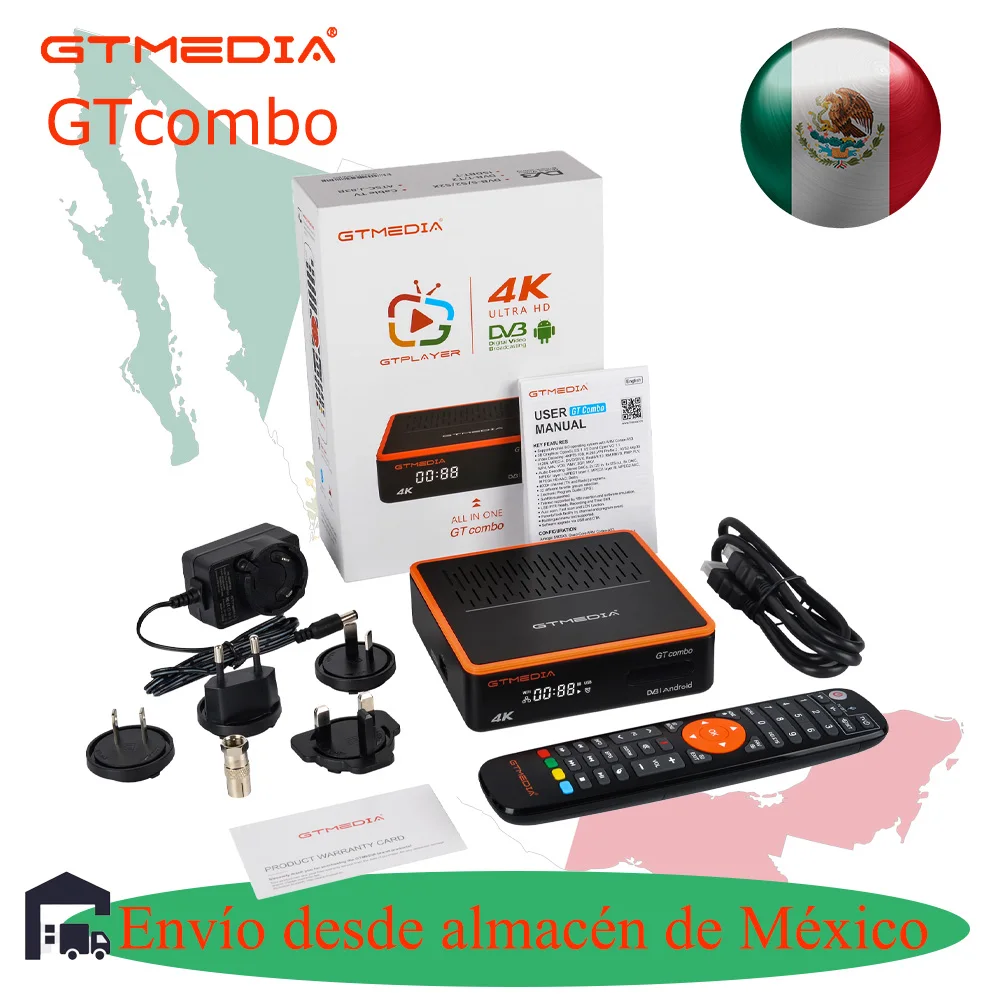 

GTMEDIA GT COMBO Android 9,0 TV box + DVB-S/S2/S2X, DVB + T/T2/cable/ATSC-C(J.83B)/ISDBT 4K Android box 4:2:2 2 + 16GB in stock in Mexico warehouse