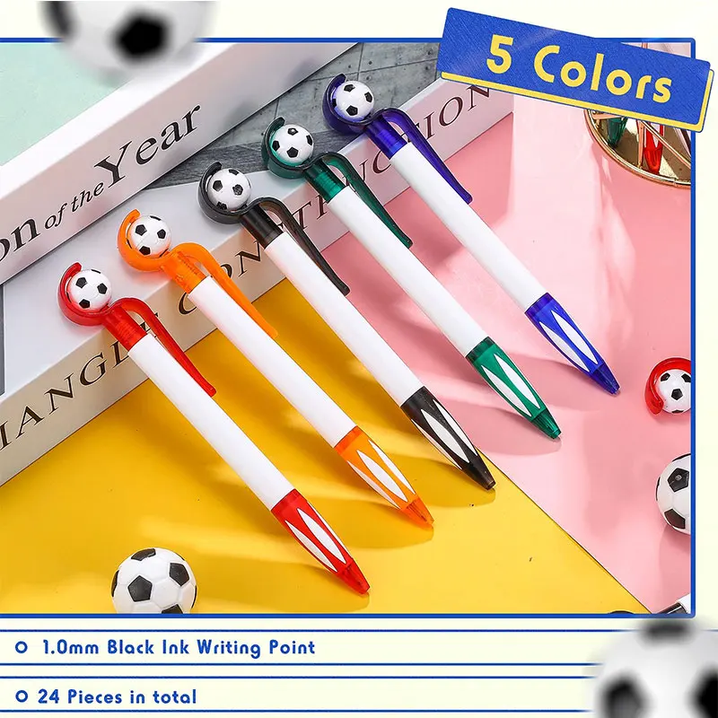 

5pcs Football Writing Pen Retractable Ballpoint Pens Non-slip Grip for Kid