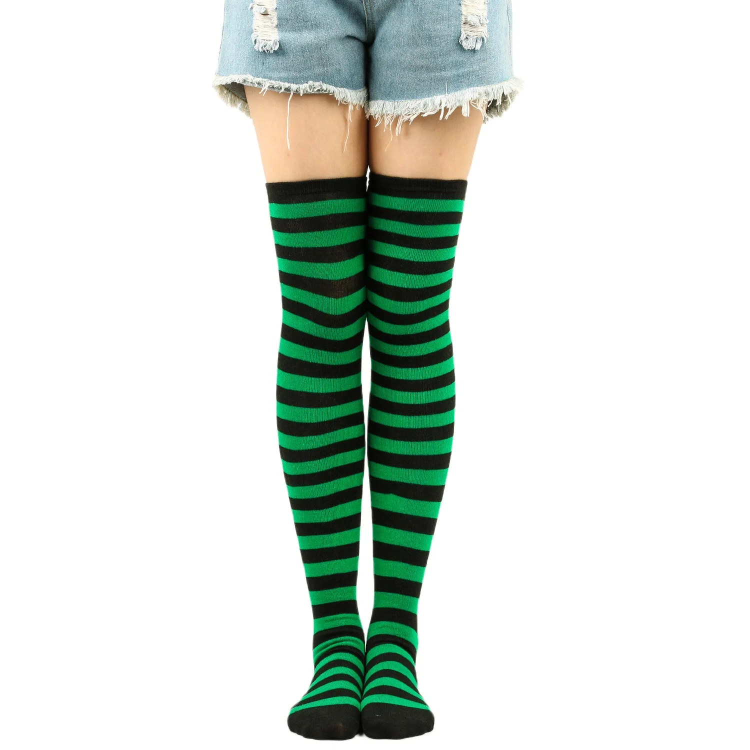 1 Pair Women's Striped Knee-high COSPLAY Anime Thigh Socks
