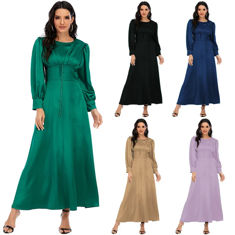 

Eid Ramadan Abaya Dubai Kaftan Women Muslim Hijab Dress Satin Caftan Turkey Robe Moroccan Gown Islamic Clothing Jalabiya Abayas