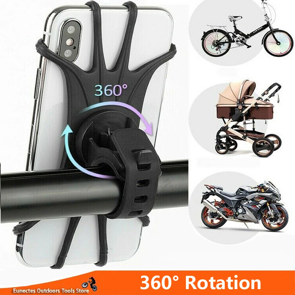 

360 Degree Rotating Bicycle Mobile Phone Holder Silicone Motorcycle Handlebar Holder GPS Navigation Silicone Mobile Phone Holder