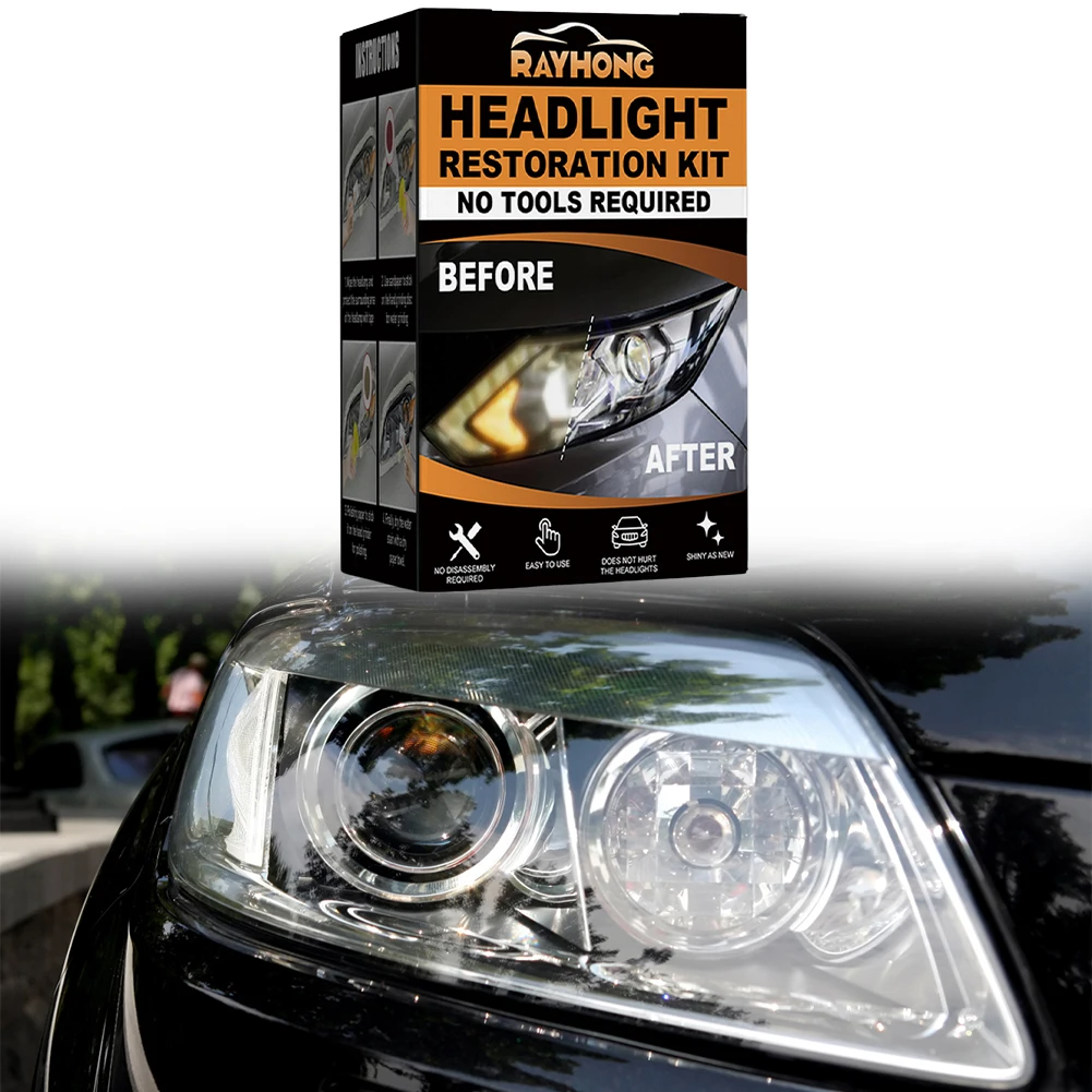 Headlight Cleaner Restorer Kit Clean Yellow Haze Scratch Off Headlamp Cover Scratch Remover for Car Taillight Headlight