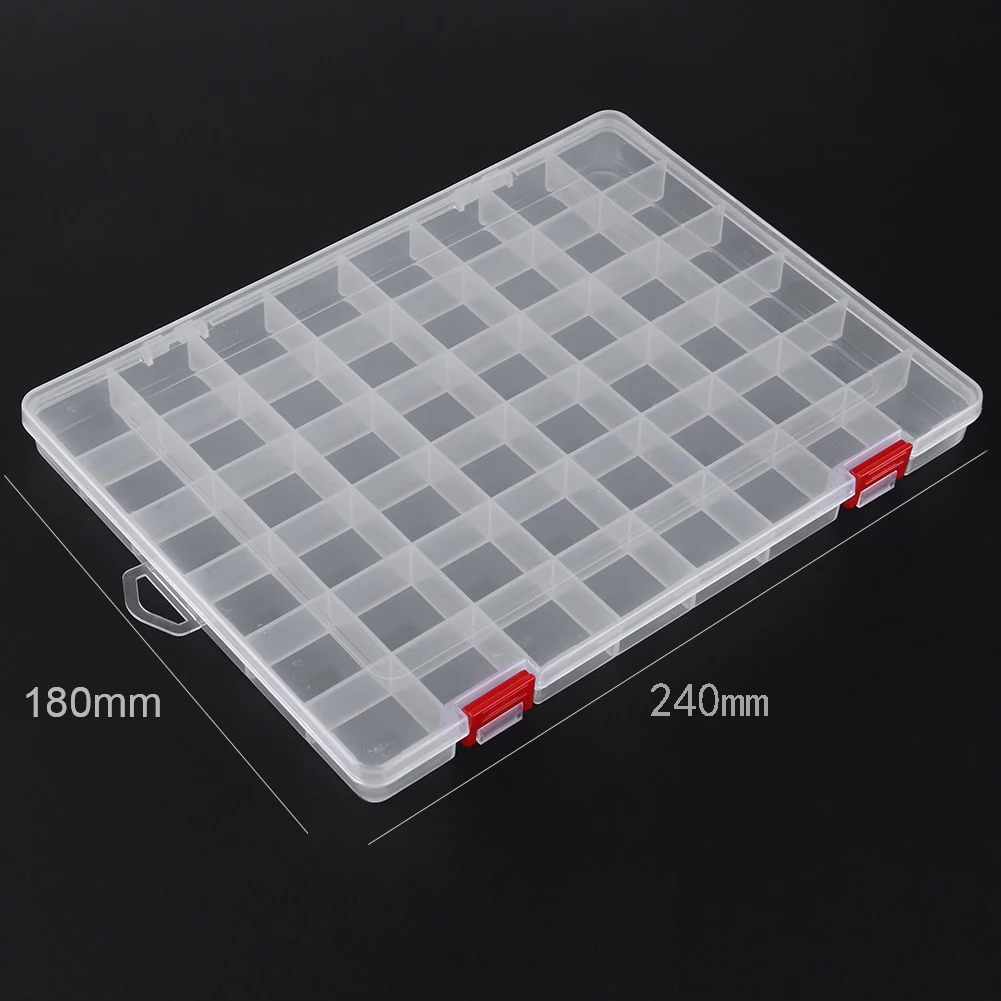 48 Grids Compartment Fishing Tackle Box Transparent Plastic Storage Box Fishing Lure Bait Hook Organizer Case Toolbox Container