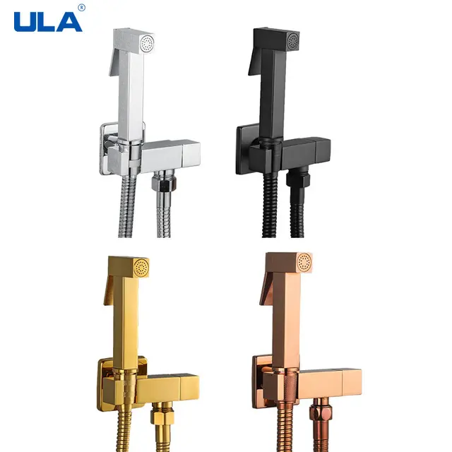ULA-황동 비데 수도꼭지, 골드 핸드헬드 화장실 비데 분무기, 위생 샤워, 화장실 수도꼭지, 싱글 냉수 탭, 자동 청소