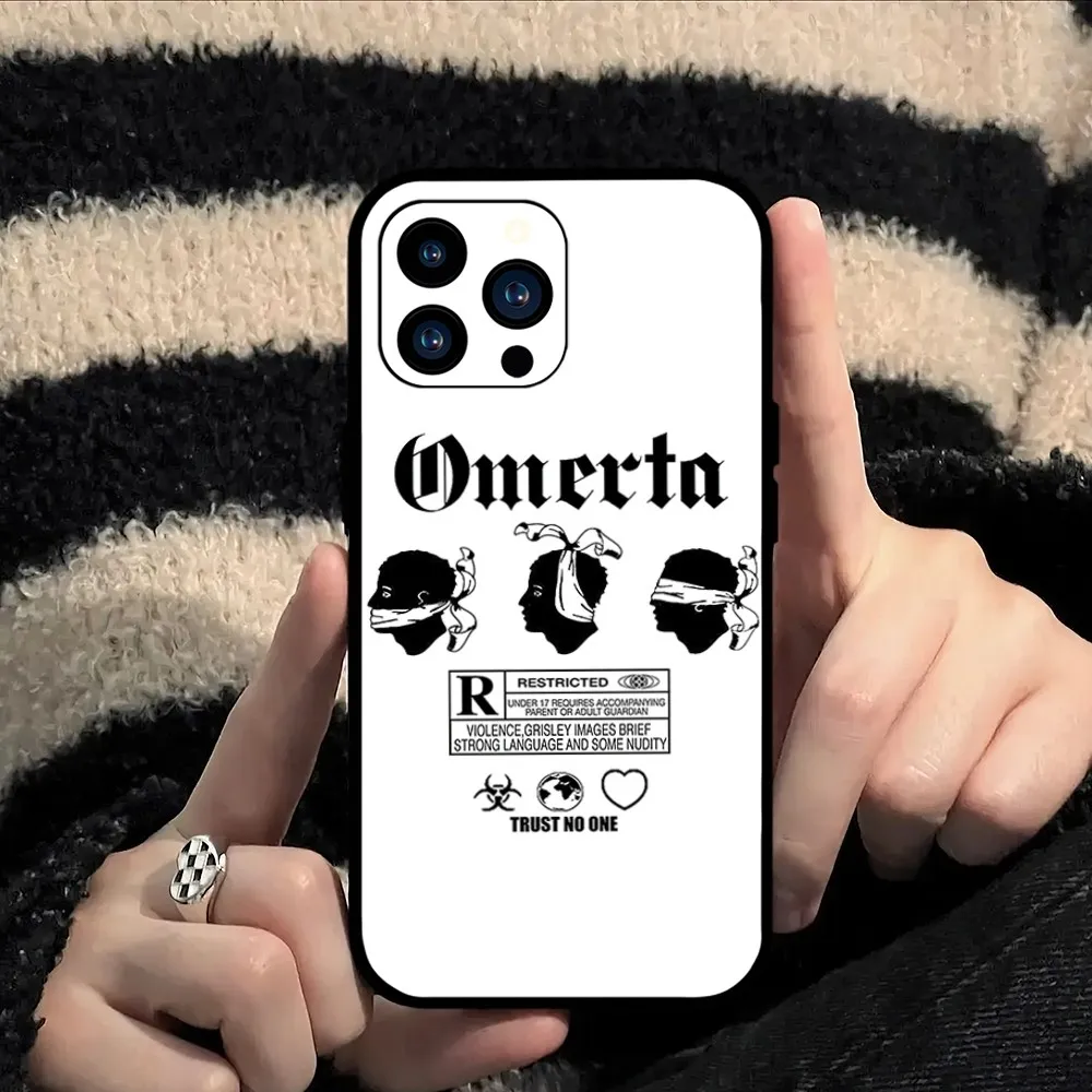 thumbnail image 1 of Funda de teléfono Singer Omerta Maes para iPhone Mini 11 12 13 14 15 Pro XS Max X Plus SE XR carcasa suave negra, 1 of 5
