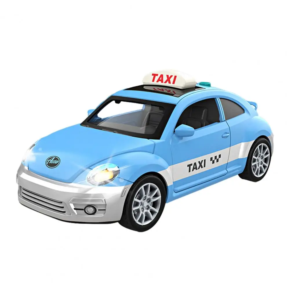 

Simulation Mini Car Toy with Light and Music Miniature Diecast Taxi Plastic Model Ornament Kids Inertial Car Toy