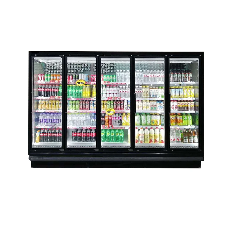 Upright Double Glass Doors Drink Beverage Cooler Wine Display Fridge