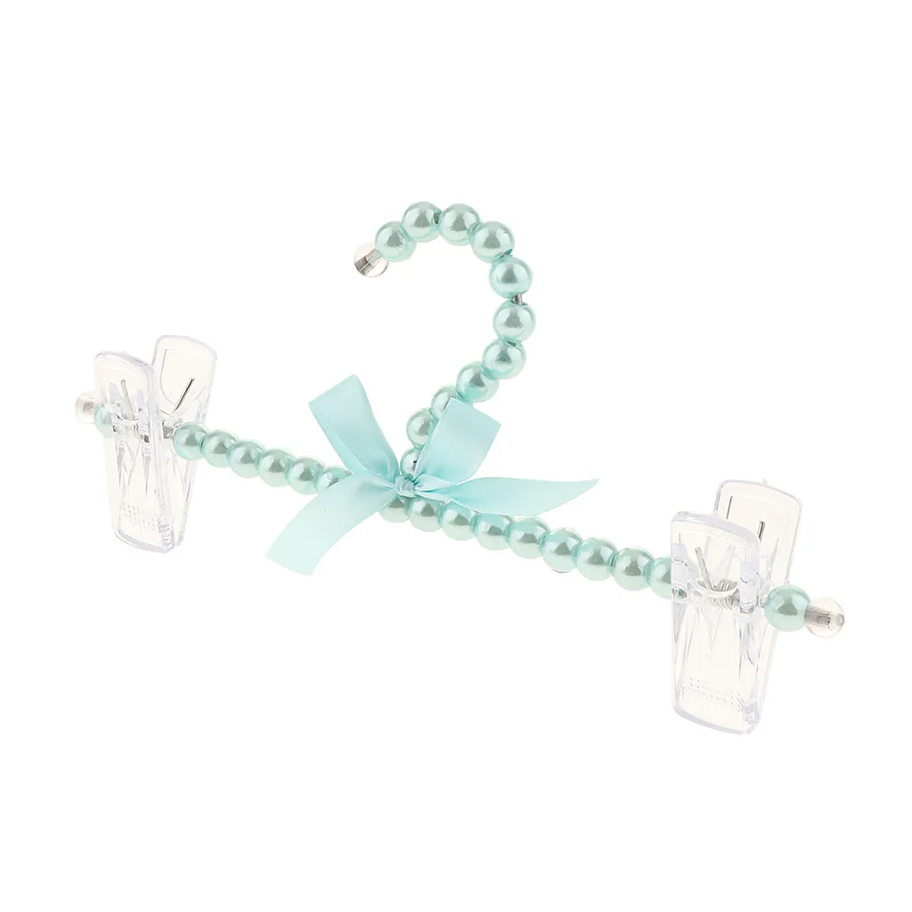 23cm Imitation Pearl Beads Clothes Hanger With 2 Clips 6