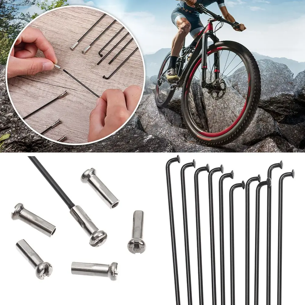 10pcs 14G Bicycle Spokes With Nipples Stainless Steel Outdoor Mountain Road Bike High Strength Bicycle Spokes Wires