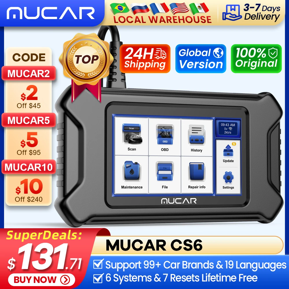 Mucar Cs6 Cs5 Obd2 Scanner Strumenti Diagnostici Per Auto Automotivo Scanner Obd Strumento Di Diagnosi Automatica Lettore Di Codici 6 Sistemi 7 Reset 
