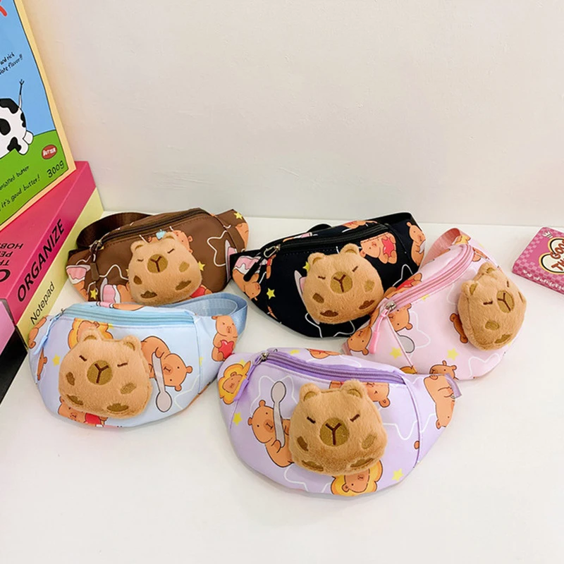 Kawaii Capybara Crossbody Kids Chest Bag Cartoon Cute Backpack Casual Outdoor Travel Wallet Waist Organiser Gift