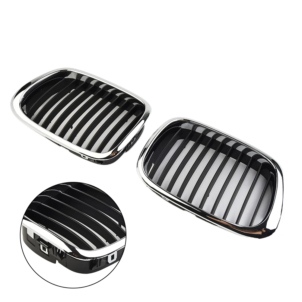 1pc Front Chrome Black Grille Grill For BMW 5 Series E39 1998-2003 Sedan520d/520i/523i/525d/525i/525td/528i/540i/540ip/M5 Estate car exterior accessories car grill mesh grille braces