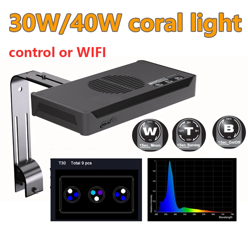 Spectra Nano 029 Aquarium Light 30W Saltwater Lighting with Touch Control for Coral Reef Fish Tank aquarium light,aquarium lamp