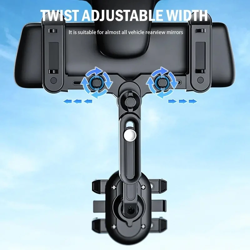 2023 Universal 360 Rotatable Retractable Car Phone Holder Rearview Mirror Driving Recorder Bracket Car Cell Phone Support Stand